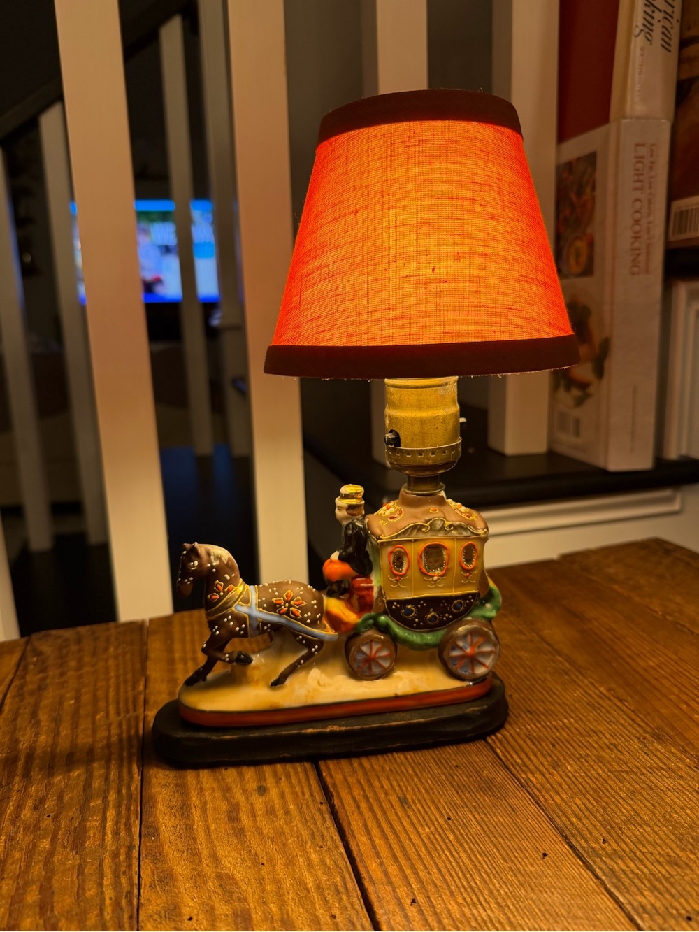 Vintage Horse and Carriage Lamp with Shade